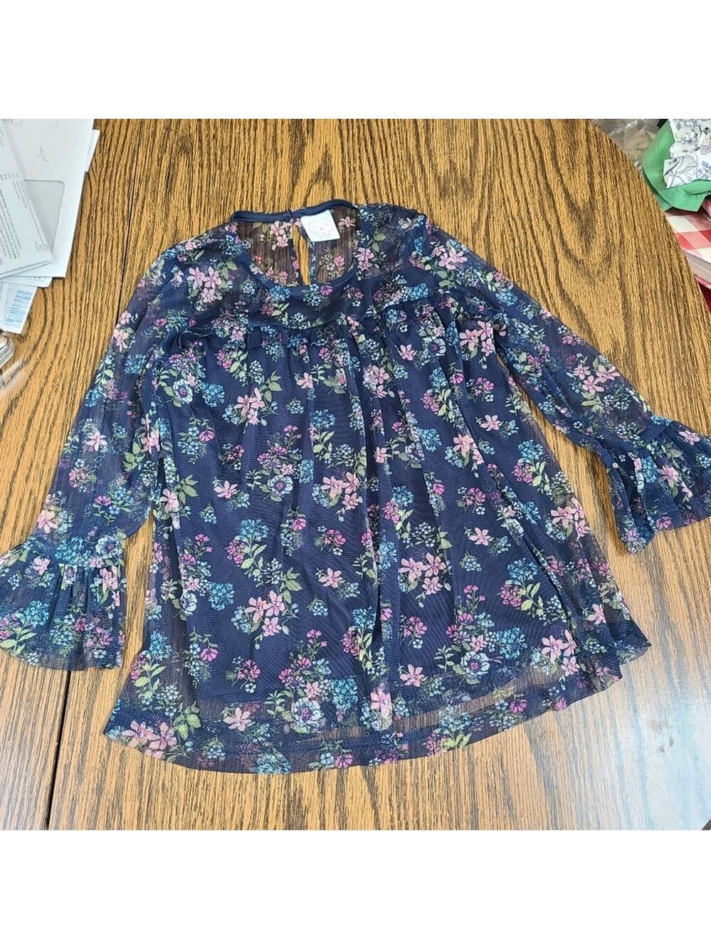 Pony Tails Sheer Long-Sleeve Lined Top Girls M - Picture 9 of 11